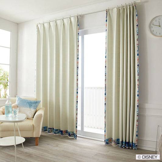 【Disney】シンデレラコミックアートのバックプリントデザイン2級遮光カーテン PRINCES Cinderella - プリンセス シンデレラ アイボリー 幅100×丈135～200cm(1枚入）