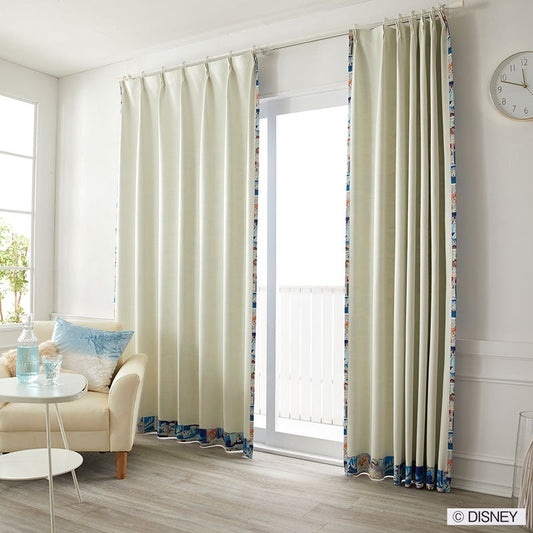【Disney ディズニー】シンデレラコミックアートのバックプリントデザイン2級遮光カーテン PRINCES Cinderella - プリンセス シンデレラ アイボリー
