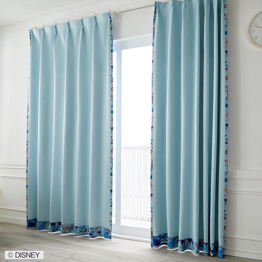 【Disney ディズニー】シンデレラコミックアートのバックプリントデザイン2級遮光カーテン PRINCES Cinderella - プリンセス シンデレラ ライトブルー