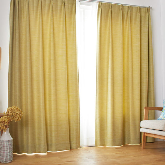 抗菌・抗ウイルス機能付きの合わせやすい無地調の2級遮光カーテン MOCTURNE - モクターン イエロー