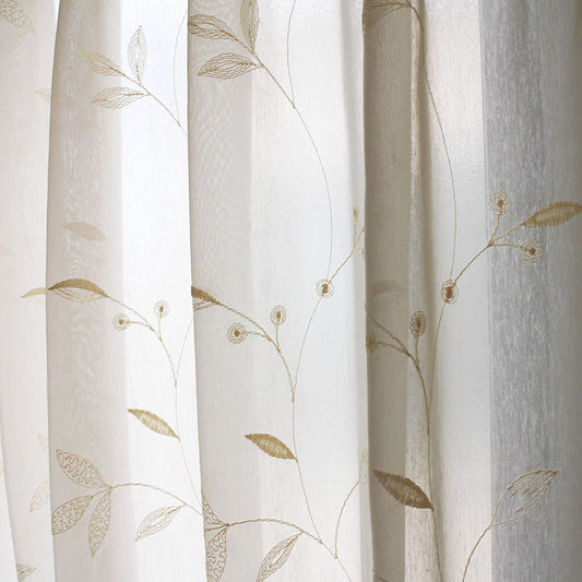 エレガントな刺繍がキレイなデザインのレースカーテン Burge - バージュ