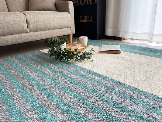 こぼれてもパッと弾く撥水加工で手洗いできる抗菌防ダニダイニング リビングアクセントラグ キール - Kiel ブルー