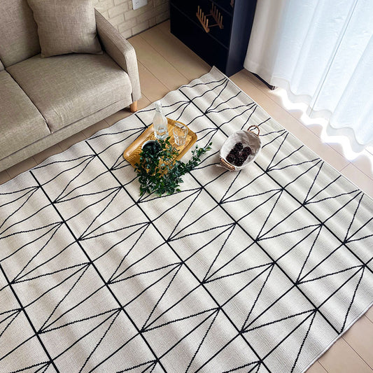 柔らかな感触のウィルトン織！北欧テイストを取り入れた、幾何柄シンプルベルギー製ラグ  Neal - ニール アイボリー