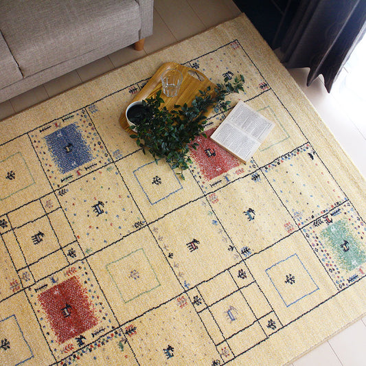 ギャベのデザインをモチーフにしたウィルトン織！POPで明るいノマディックデザインベルギー製ラグ  Lovely  - ラブリー イエロー