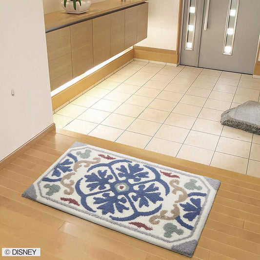 【Disney】ヨーロピアンスタイルをイメージした華やかなデザイン玄関マット MICKEY Decoration　MAT- ミッキー デコレーションマット  ブルー