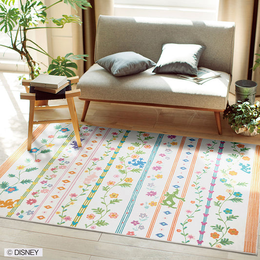 【Disney】可愛らしい野草の中にミッキー達が隠れているラグ MICKEY Wild grass RUG- ミッキー ワイルドグラスラグ  マルチ