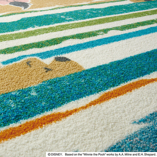 【Disney】100エーカーの仲間たちが楽しくかくれんぼしているラグ POOH Look in  RUG- プー ルックインラグ  マルチ