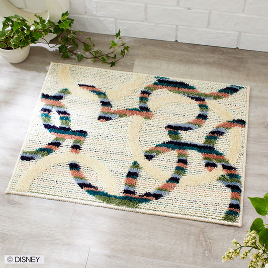 【Disney】リング柄にミツマルを絡めたベーシックなデザインのキッチンマット MICKEY Mitsumaru circle KITCHENMAT -  ミッキー ミツマルサークルキッチンマット