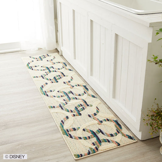 【Disney】リング柄にミツマルを絡めたベーシックなデザインのキッチンマット MICKEY Mitsumaru circle KITCHENMAT -  ミッキー ミツマルサークルキッチンマット