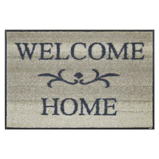室内・屋外どちらでも使える機能性と丈夫さが魅力の玄関マット 50×75cm  wash+dry(ウォッシュ アンド ドライ) Welcome  Home ベージュ