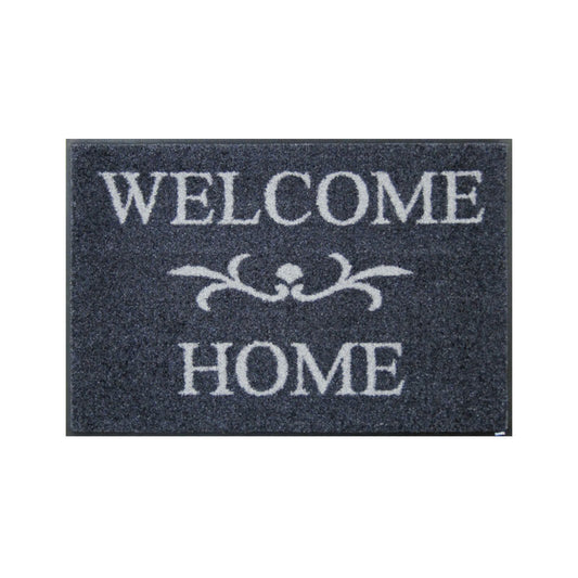 室内・屋外どちらでも使える機能性と丈夫さが魅力の玄関マット 50×75cm  wash+dry(ウォッシュ アンド ドライ) Welcome  Home ネイビー