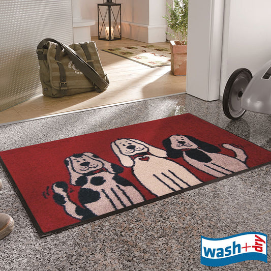 室内・屋外どちらでも使える機能性と丈夫さが魅力の玄関マット 50×75cm  wash+dry(ウォッシュ アンド ドライ) Three Dogs