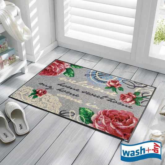 室内・屋外どちらでも使える機能性と丈夫さが魅力の洗える玄関マット 50×75cm  wash+dry(ウォッシュ アンド ドライ) Nordic Romance