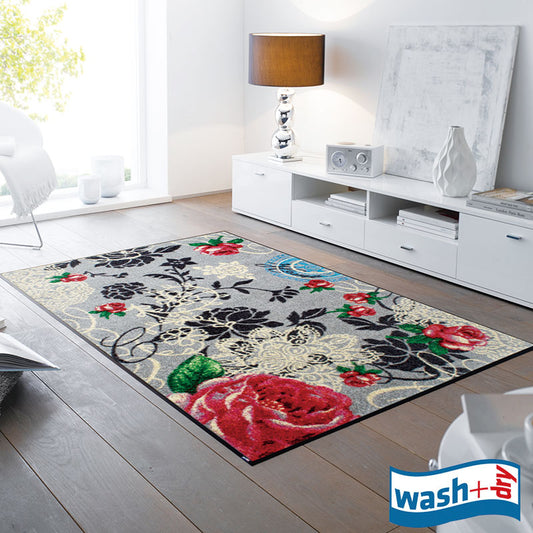 室内・屋外どちらでも使える機能性と丈夫さが魅力の洗える玄関マット 75×120cm  wash+dry(ウォッシュ アンド ドライ) Nordic Romance