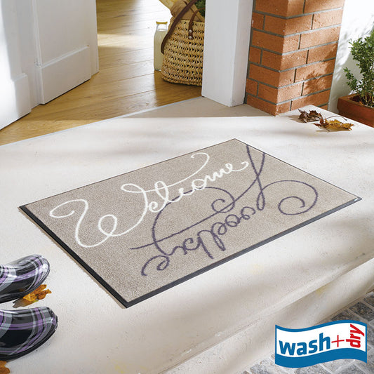 室内・屋外どちらでも使える機能性と丈夫さが魅力の洗える玄関マット 50×75cm  wash+dry(ウォッシュ アンド ドライ) Swinging Welcome