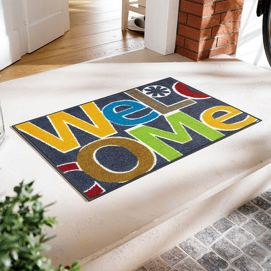 室内・屋外どちらでも使える機能性と丈夫さが魅力の洗える玄関マット 50×75cm  wash+dry(ウォッシュ アンド ドライ) Welcome Letters