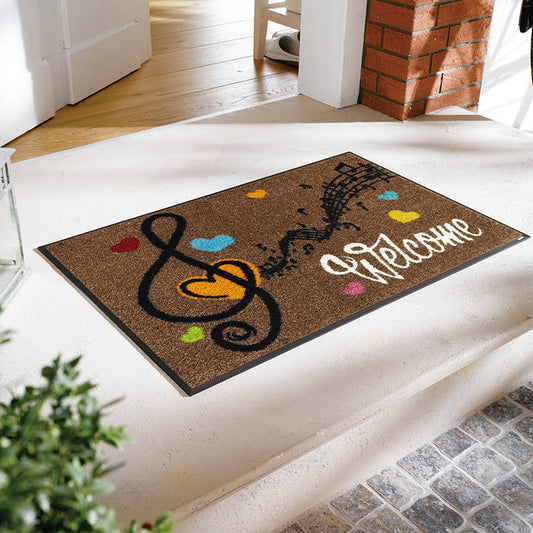 室内・屋外どちらでも使える機能性と丈夫さが魅力の洗える玄関マット 50×75cm  wash+dry(ウォッシュ アンド ドライ)  Welcome Music