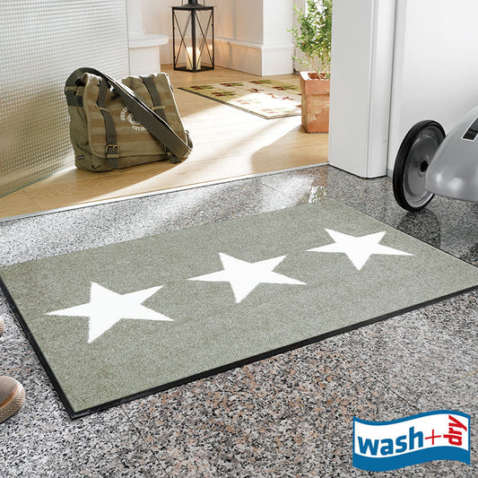 室内・屋外どちらでも使える機能性と丈夫さが魅力の洗える玄関マット 50×75cm  wash+dry(ウォッシュ アンド ドライ)  Stars sand