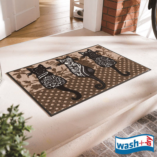 室内・屋外どちらでも使える機能性と丈夫さが魅力の洗える玄関マット 50×75cm 60×180cm  wash+dry(ウォッシュ アンド ドライ) Katzenbande