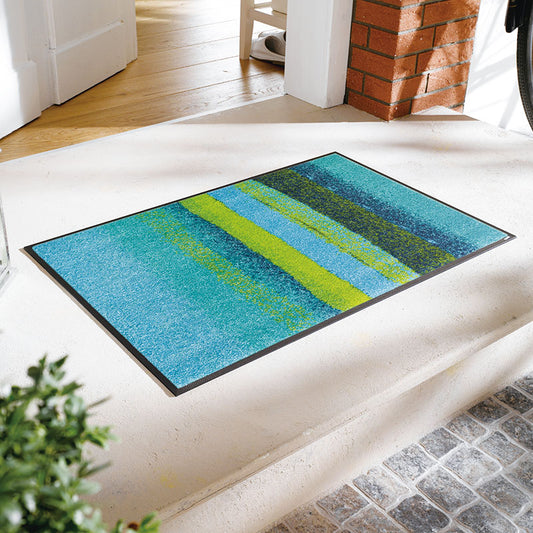 室内・屋外どちらでも使える機能性と丈夫さが魅力の洗える玄関マット 50×75cm 75×120cm  wash+dry(ウォッシュ アンド ドライ) Medley acqua