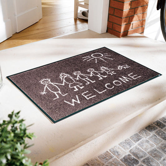 室内・屋外どちらでも使える機能性と丈夫さが魅力の洗える玄関マット 50×75cm  wash+dry(ウォッシュ アンド ドライ)  Welcome Sunny Side brown