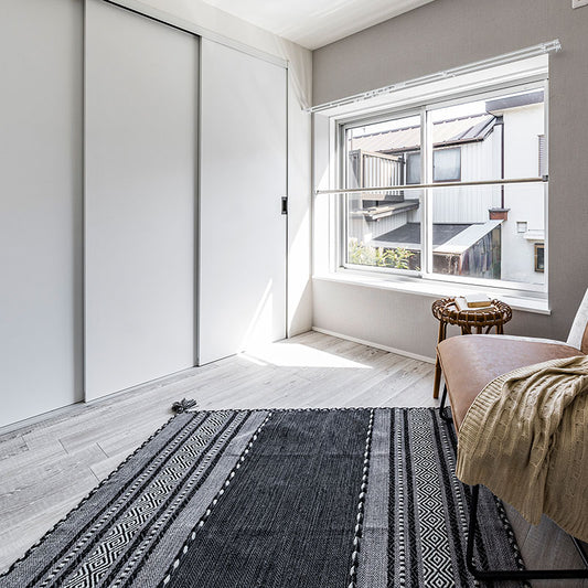 天然素材！インド製綿100％の肌触りが気持ちいいナチュラルコットンラグ Zakk - ザック ネイビー