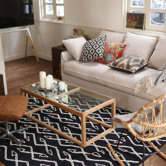 天然素材！インド製綿100％の肌触りが気持ちいいナチュラルコットン幾何学ラグ Kikka - キッカ