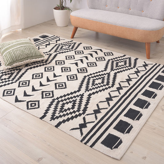 天然素材！インド製綿100％の肌触りが気持ちいいナチュラルコットン幾何学ラグ Kikal - キカール