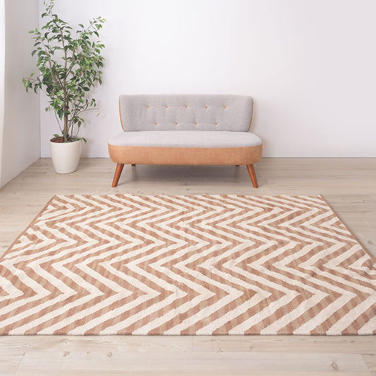 天然素材！インド製綿100％の肌触りが気持ちいいナチュラルコットン幾何学ラグ Wave - ウェーブ