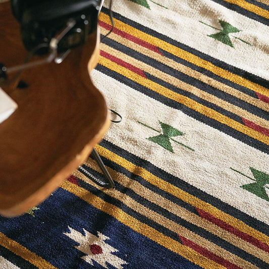 天然素材！インド製綿100％の肌触りが気持ちいいナチュラルコットンキリムラグマット Kileam - キリーム