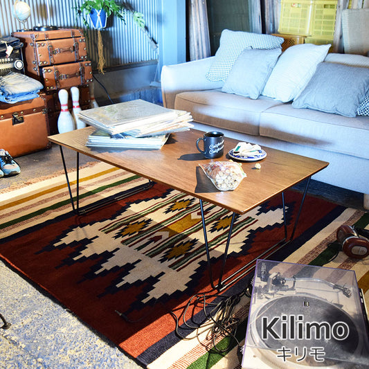 天然素材！インド製綿100％の肌触りが気持ちいいナチュラルコットンキリムラグマット Kilimo - キリモ