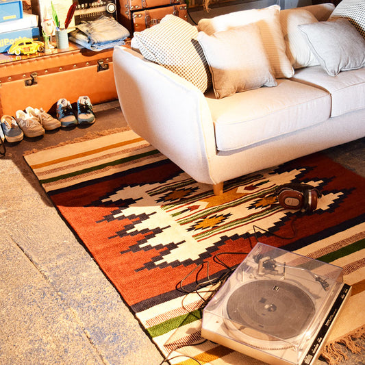 天然素材！インド製綿100％の肌触りが気持ちいいナチュラルコットンキリムラグマット Kilimo - キリモ