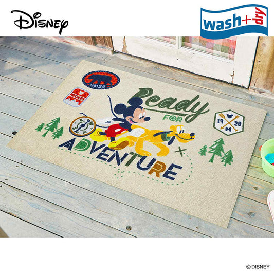 室内・屋外どちらでも使える機能性と丈夫さが魅力の洗える玄関マット 75×120cm  wash+dry(ウォッシュ アンド ドライ)  Mickey/ミッキー アドベンチャー