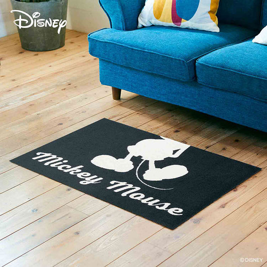 室内・屋外どちらでも使える機能性と丈夫さが魅力の洗える玄関マット 50×75cm  wash+dry(ウォッシュ アンド ドライ)  Mickey/ミッキー シルエット ホワイト