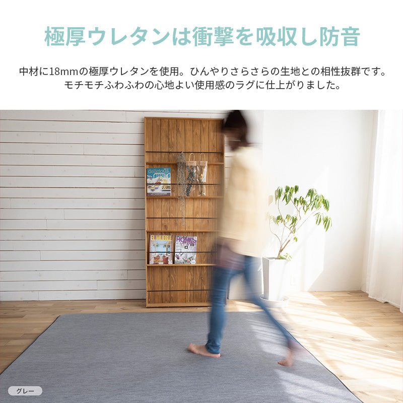 極厚ふんわりウレタン！お昼寝にぴったり！ ずっと触っていたい冷感ラグ