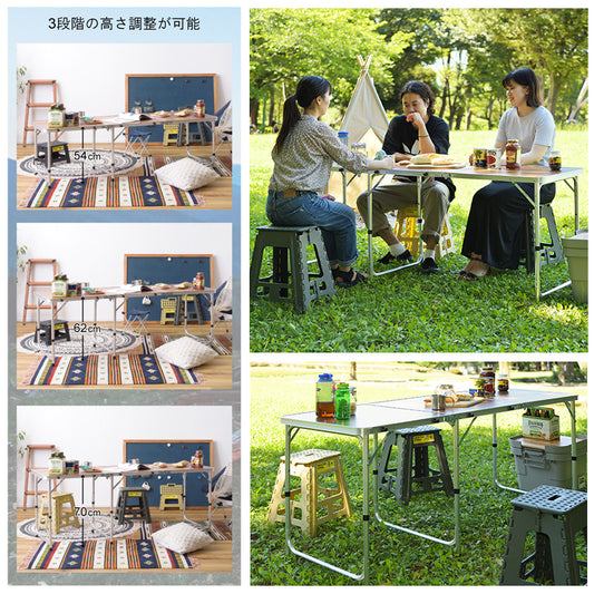 アウトドアやちょっとした作業台として便利な大型フォールディングテーブル 2サイズ（奥行き60cmタイプ・奥行き80cmタイプ）