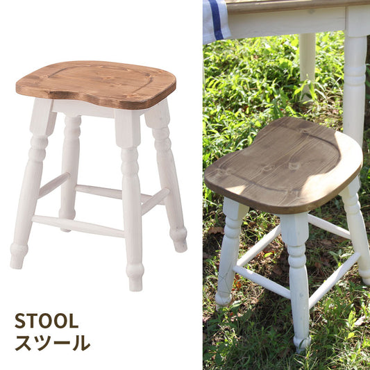 天然木オイル仕上げのカントリー調スツール