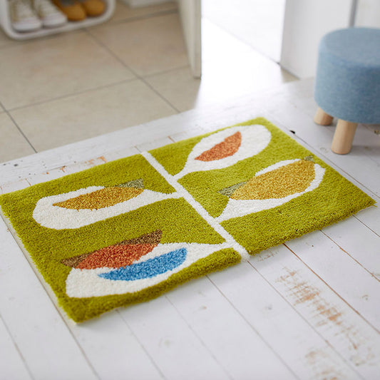 みずみずしい果実が実っている木々がモチーフの北欧デザイン！日本製北欧デザイン玄関マット45×75cm kajyumaro - カジュマロ グリーン