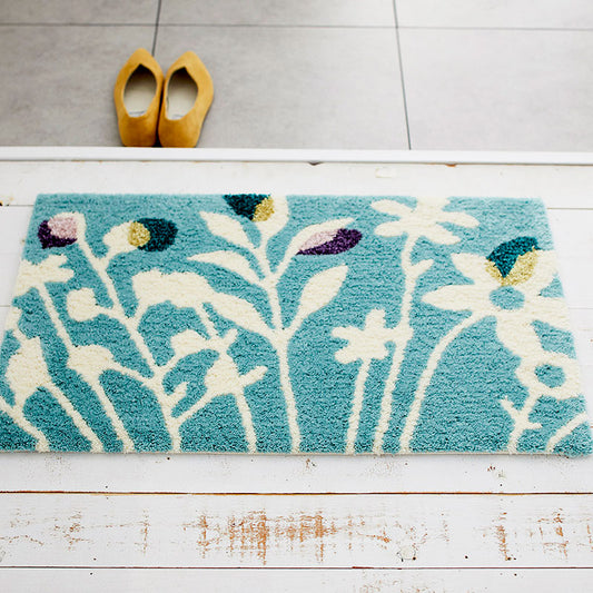 やさしい北欧カラーにアクセントをきかした北欧デザイン！日本製北欧デザイン玄関マット45×75cm Kuka - クーカ ブルー