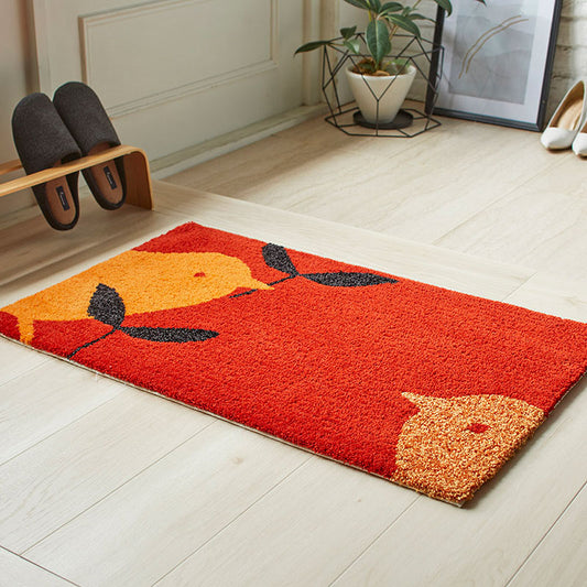 ことりのさえずりが聞こえそうな癒される北欧デザイン！日本製北欧デザイン玄関マット50×80cm Piyoko - ピヨコ レッド