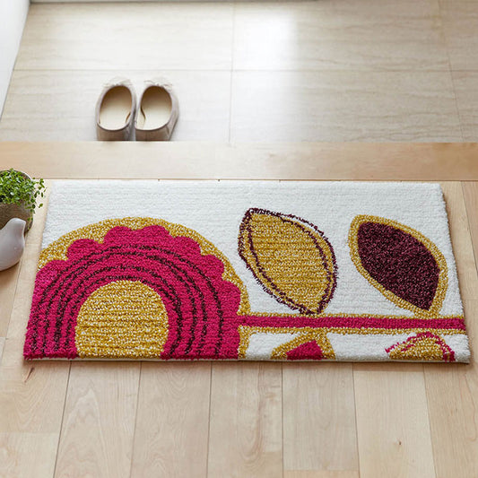 ひまわりをモチーフにした明るく元気な北欧デザイン！日本製北欧デザイン玄関マット45×75cm SunSun - サンサン ピンク