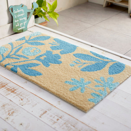 四角い鉢の中の世界を描いた北欧デザイン！日本製北欧デザイン玄関マット45×75cm Hatch - ハッチ ブルー