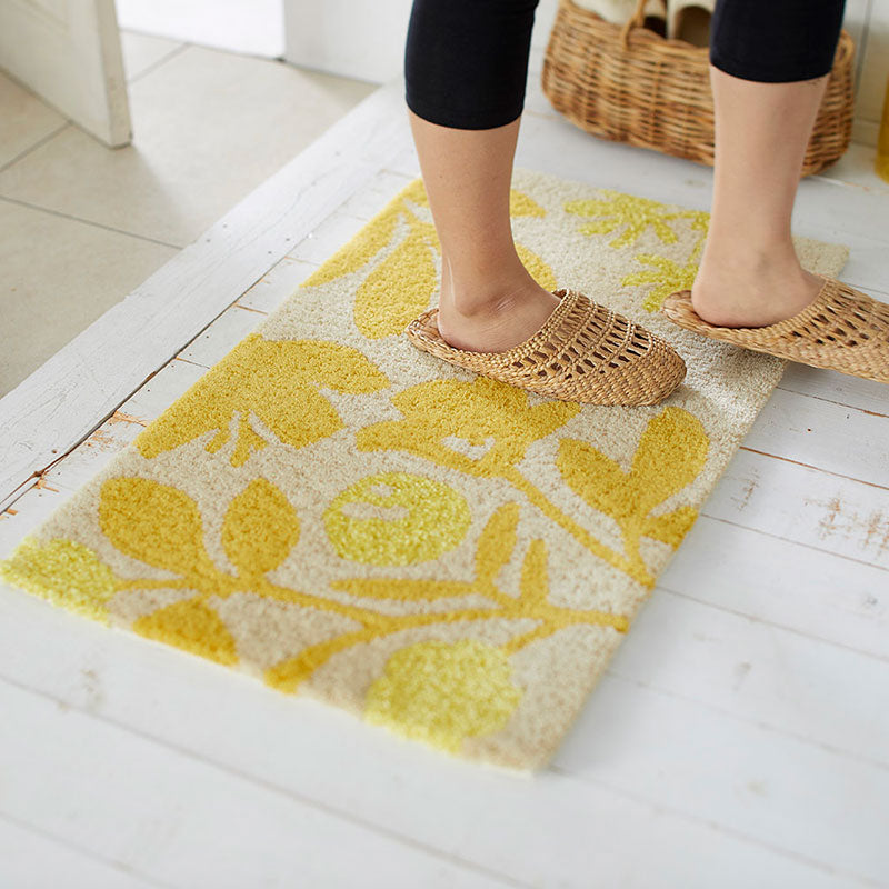 四角い鉢の中の世界を描いた北欧デザイン！日本製北欧デザイン玄関マット45×75cm Hatch - ハッチ イエロー