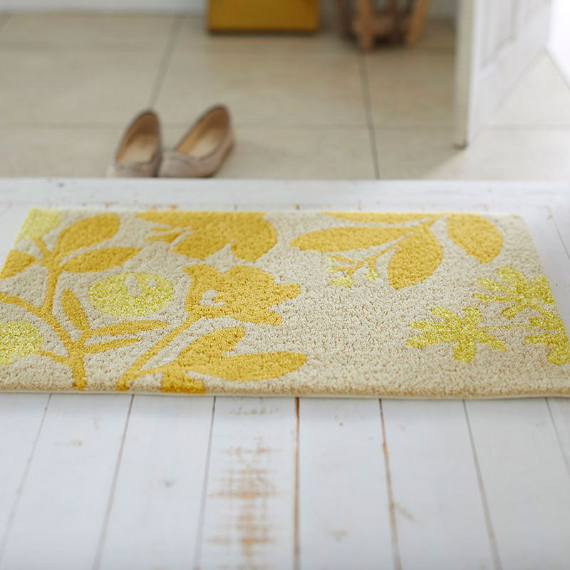 四角い鉢の中の世界を描いた北欧デザイン！日本製北欧デザイン玄関マット45×75cm Hatch - ハッチ イエロー