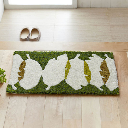 落ち着いたカラーリングの北欧デザイン！日本製北欧デザイン玄関マット45×75cm Waiha - ワイハ オリーブ