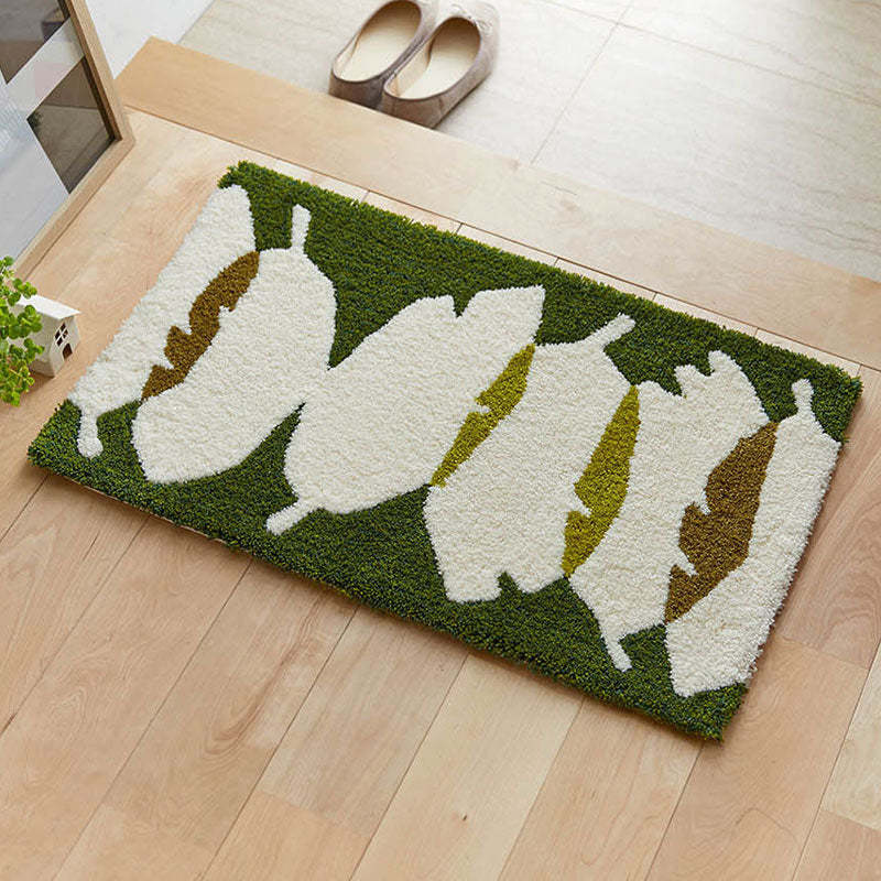 落ち着いたカラーリングの北欧デザイン！日本製北欧デザイン玄関マット45×75cm Waiha - ワイハ オリーブ