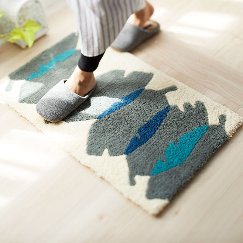 落ち着いたカラーリングの北欧デザイン！日本製北欧デザイン玄関マット45×75cm Waiha - ワイハ ブルー