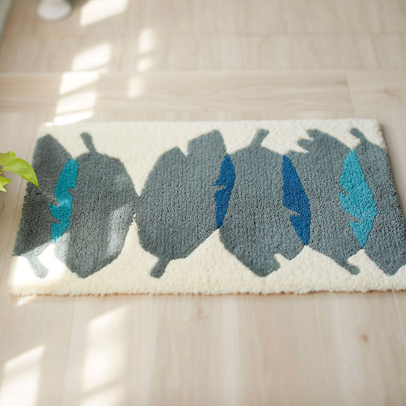 落ち着いたカラーリングの北欧デザイン！日本製北欧デザイン玄関マット45×75cm Waiha - ワイハ ブルー