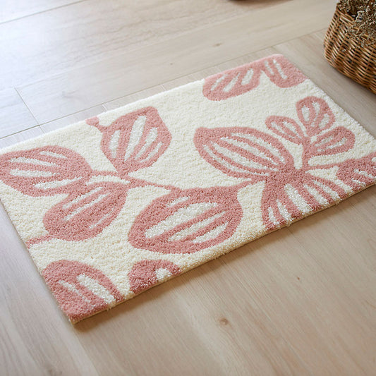 ユーカリの葉にナイロン糸を使用した北欧デザイン！日本製北欧デザイン玄関マット45×75cm Yukari -ユーカリ ピンク