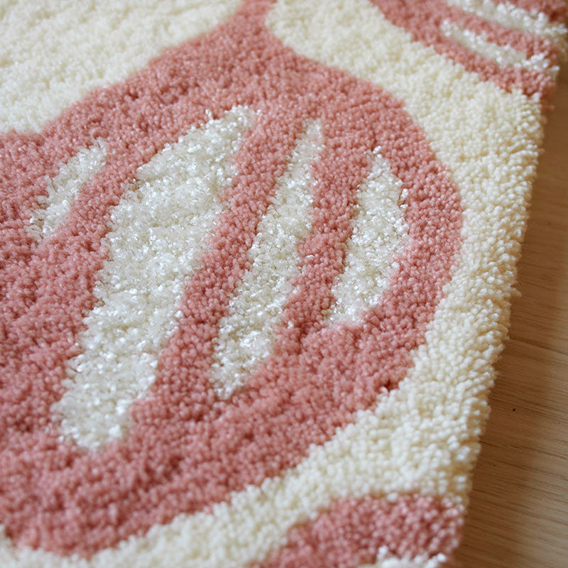 ユーカリの葉にナイロン糸を使用した北欧デザイン！日本製北欧デザイン玄関マット45×75cm Yukari -ユーカリ ピンク
